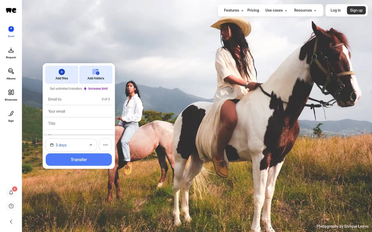 WeTransfer website screenshot