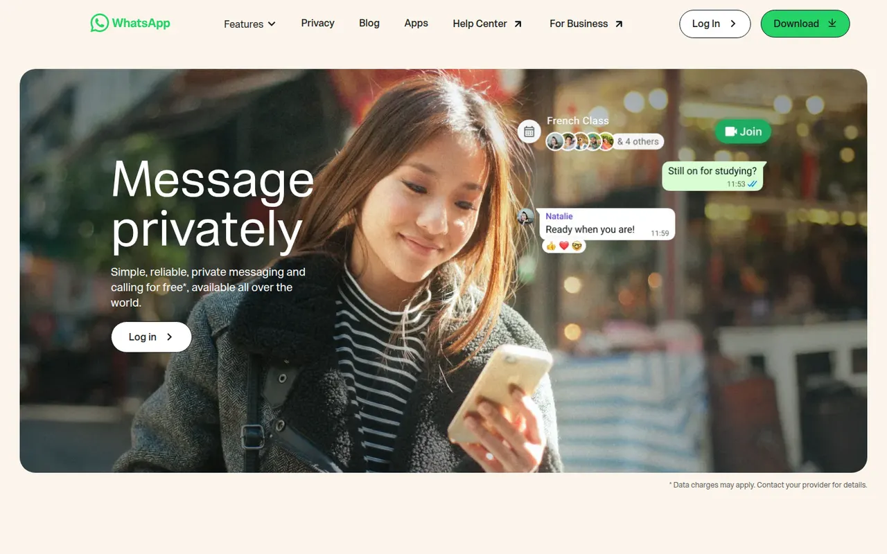 WhatsApp website screenshot