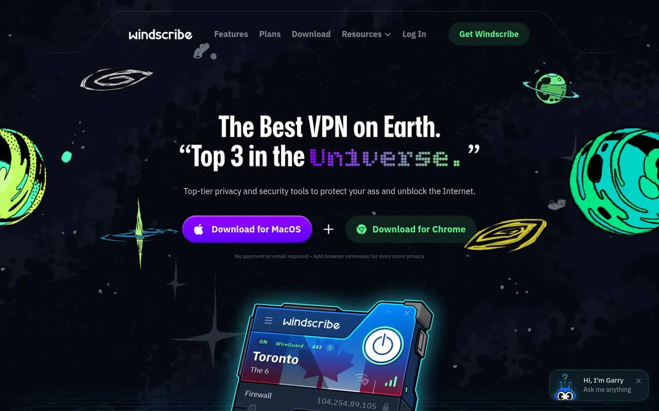 Windscribe website screenshot