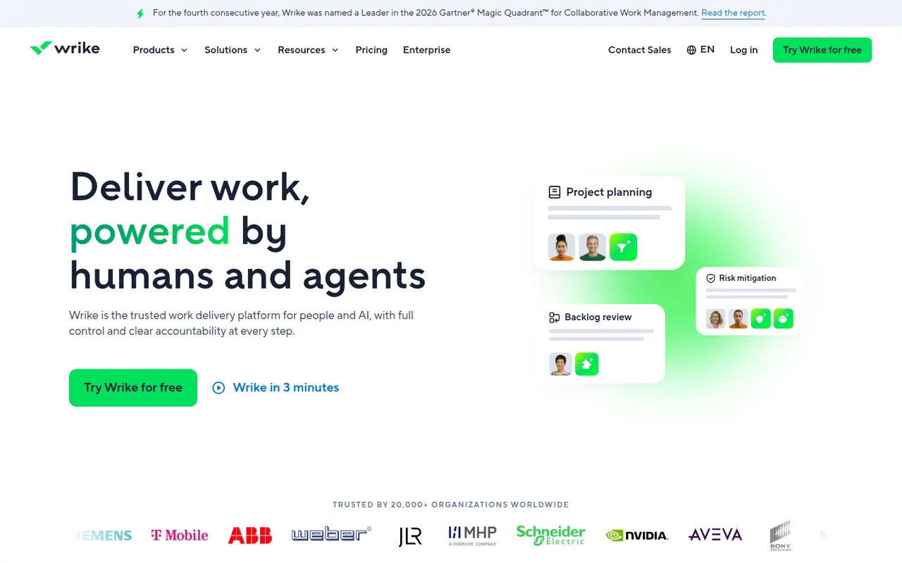 Wrike website screenshot