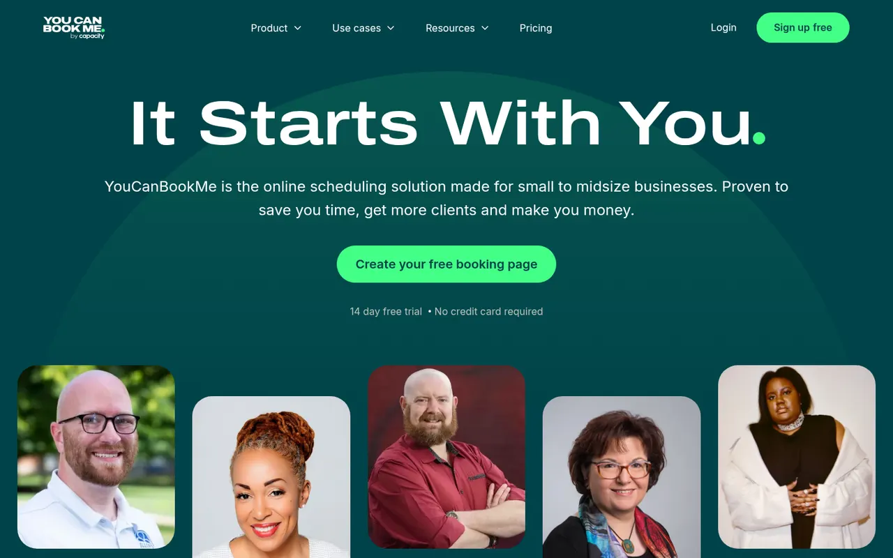 YouCanBookMe website screenshot