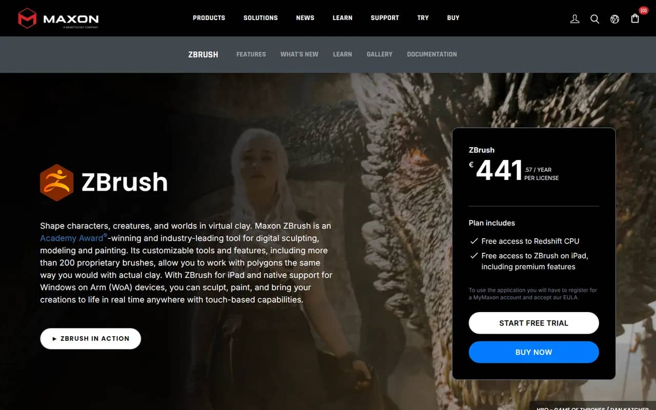 ZBrush website screenshot