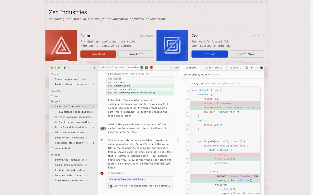 Zed website screenshot