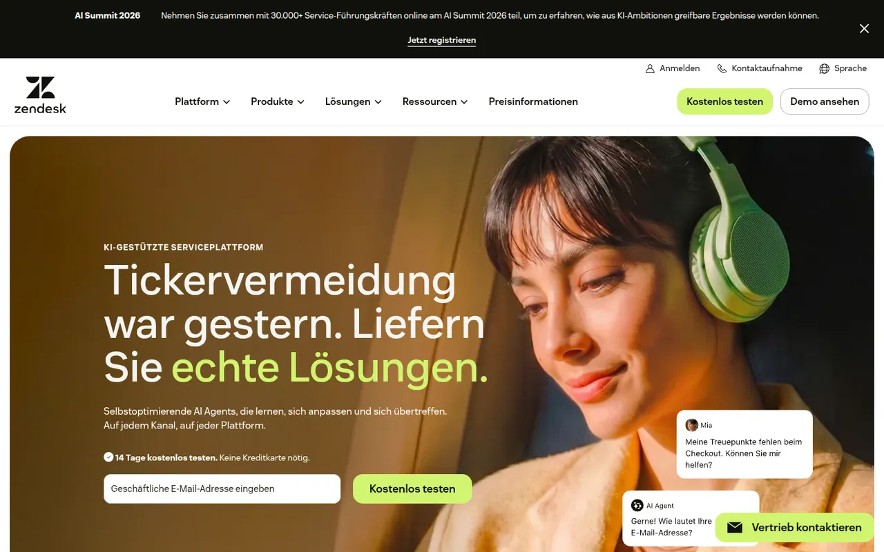 Zendesk website screenshot