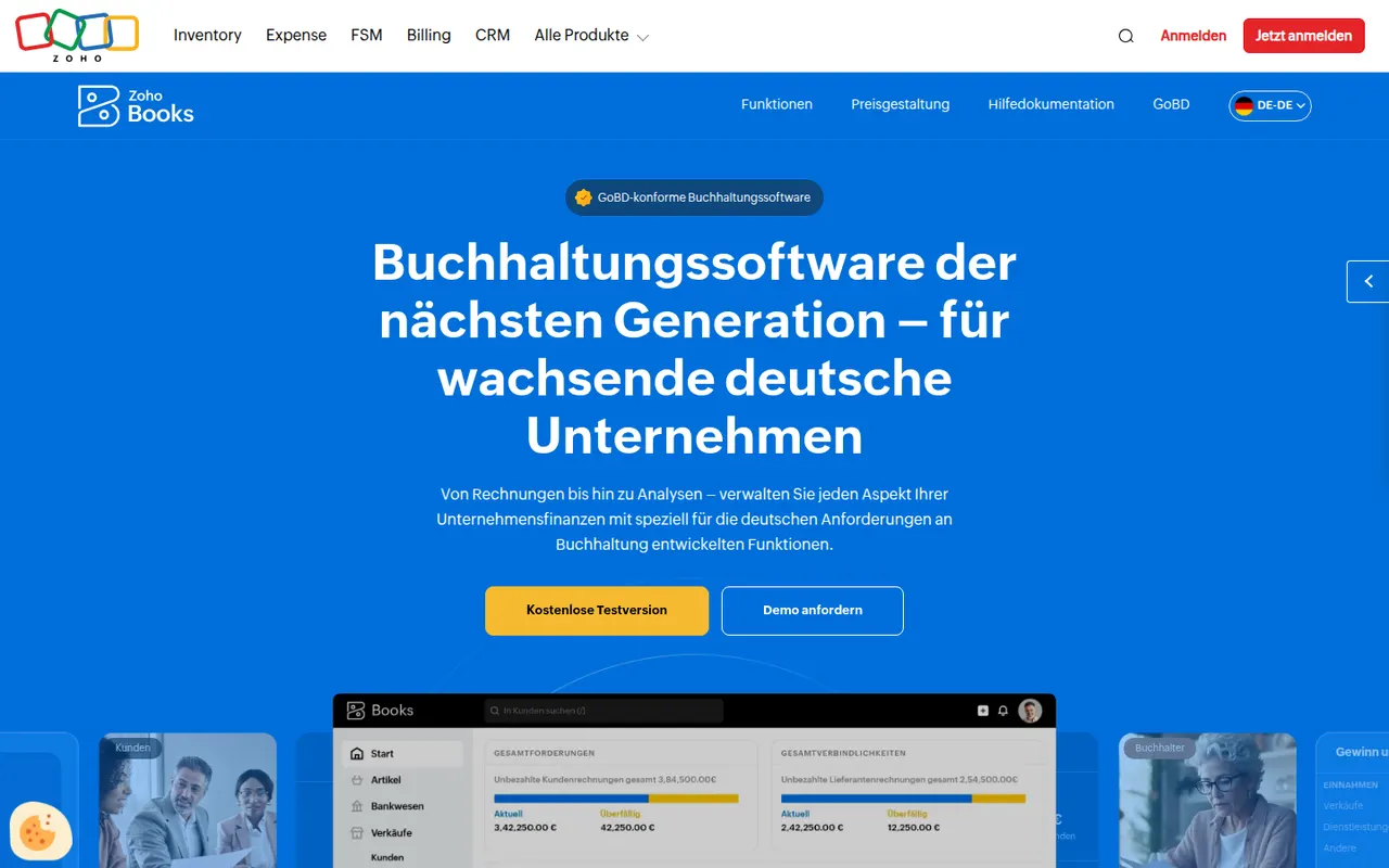 Zoho Books website screenshot