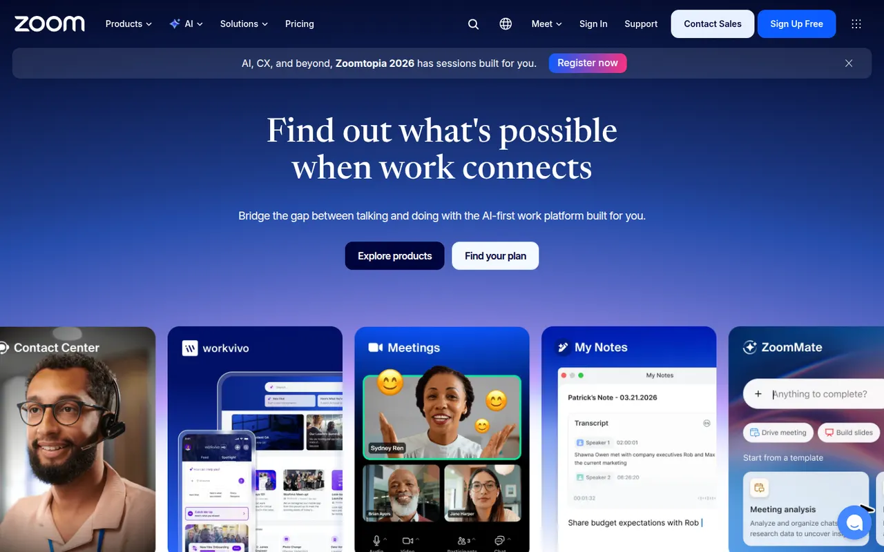 Zoom website screenshot